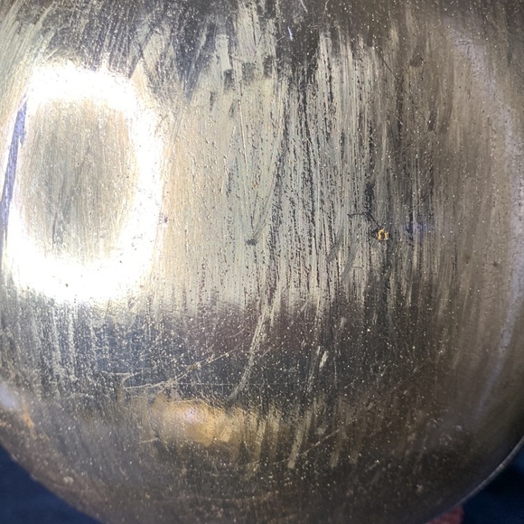 Large 7” diameter gilded solid wood sphere with wooden stand - Picture 4 of 14